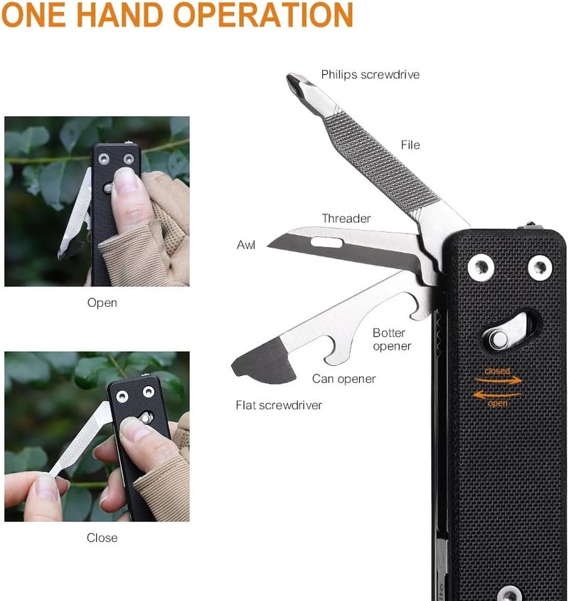 Roxon KS2 Elite D2 Blade 13 in 1 Mini Multi Tool function pocket knife with big scissor, G10 handle and Pocket clip, good for Camping/Backpacking/Emergencies/EDC Multitool (D2 Steel Blade) - Image 2